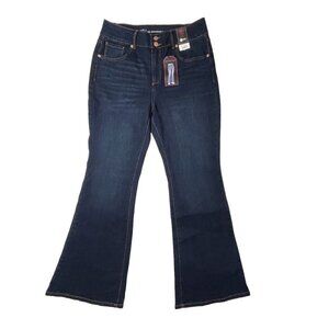 NO BO Jeans Juniors Size 15 High Rise‎ Double Button Flare Dark Wash Stretch NEW